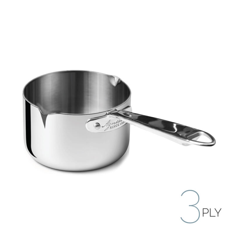 AGNELLI Aluinox 3Ply High Casserole with Double Spout 12x7 Cm 1 Handle