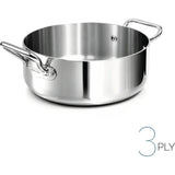 AGNELLI Casseruola Bassa Aluinox 3Ply Inox Lucida 20x8 Cm 2 Manici