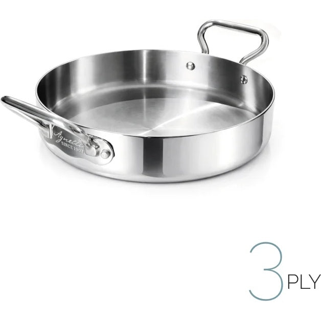 AGNELLI Aluinox 3-Ply Casserole with 2 Stainless Steel Handles 32x6.5 cm