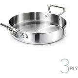 AGNELLI Aluinox 3PLY Casserole with 2 Stainless Steel Handles 28x6 Cm
