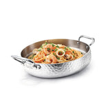 AGNELLI Tegame Aluinox Martellato 3PLY 28x6 Cm on 2 Maniglie in Acciaio Inox