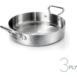AGNELLI Tegame Aluinox Martellato 3PLY 28x6 Cm on 2 Maniglie in Acciaio Inox