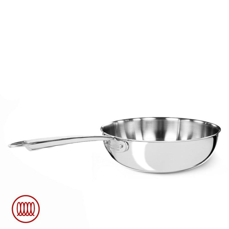 AGNELLI Aluinox 3-Ply Polished Risotto Pan with 1 Handle D 20 Cm