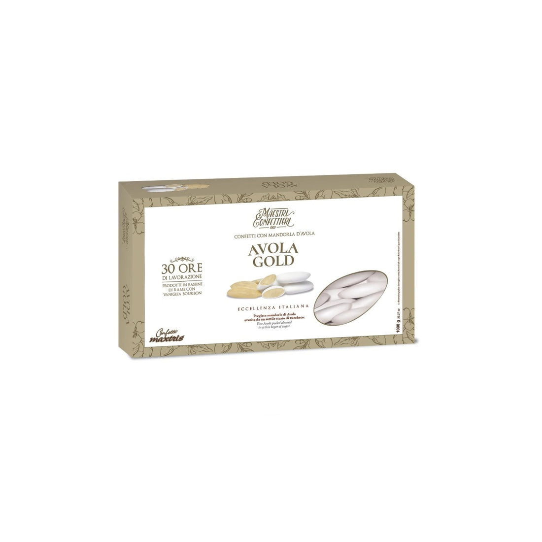 Maxtris Sugared Almonds 1kg White Avola Gold