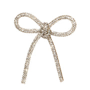 Piovaccari Christmas Bow Bows with Diamonds Silver 6.5xH7 cm – Decorative Bow with Diamonds for Christmas Trees, Decorations and Gift Wrapping