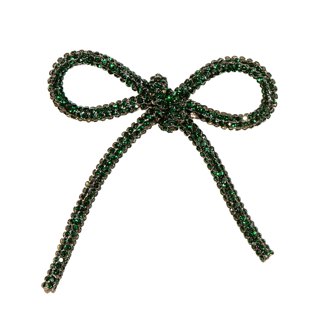 Piovaccari Christmas Bow Bows with Diamonds Dark Green 6.5xH7 cm – Decorative Bow with Diamonds for Christmas Trees, Decorations and Gift Wrapping
