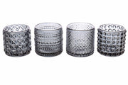 ARPIMEX Glass Jars Candle Holders D 7 Cm H 6.8 Cm Grey Mix 4 Pcs