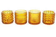 ARPIMEX Glass Jars Candle Holders D 7 Cm H 6.8 Cm Brown Mix 4 Pcs
