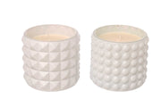 ARPIMEX Glass Jar with Wax D 9.5 cm H 8.5 cm Mix 2 Pcs White