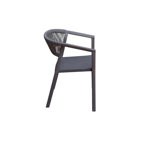 Moia Greenwood Lione Polypropylene Armchair with Anthracite Rope – Stackable UV Resistant Outdoor Chair