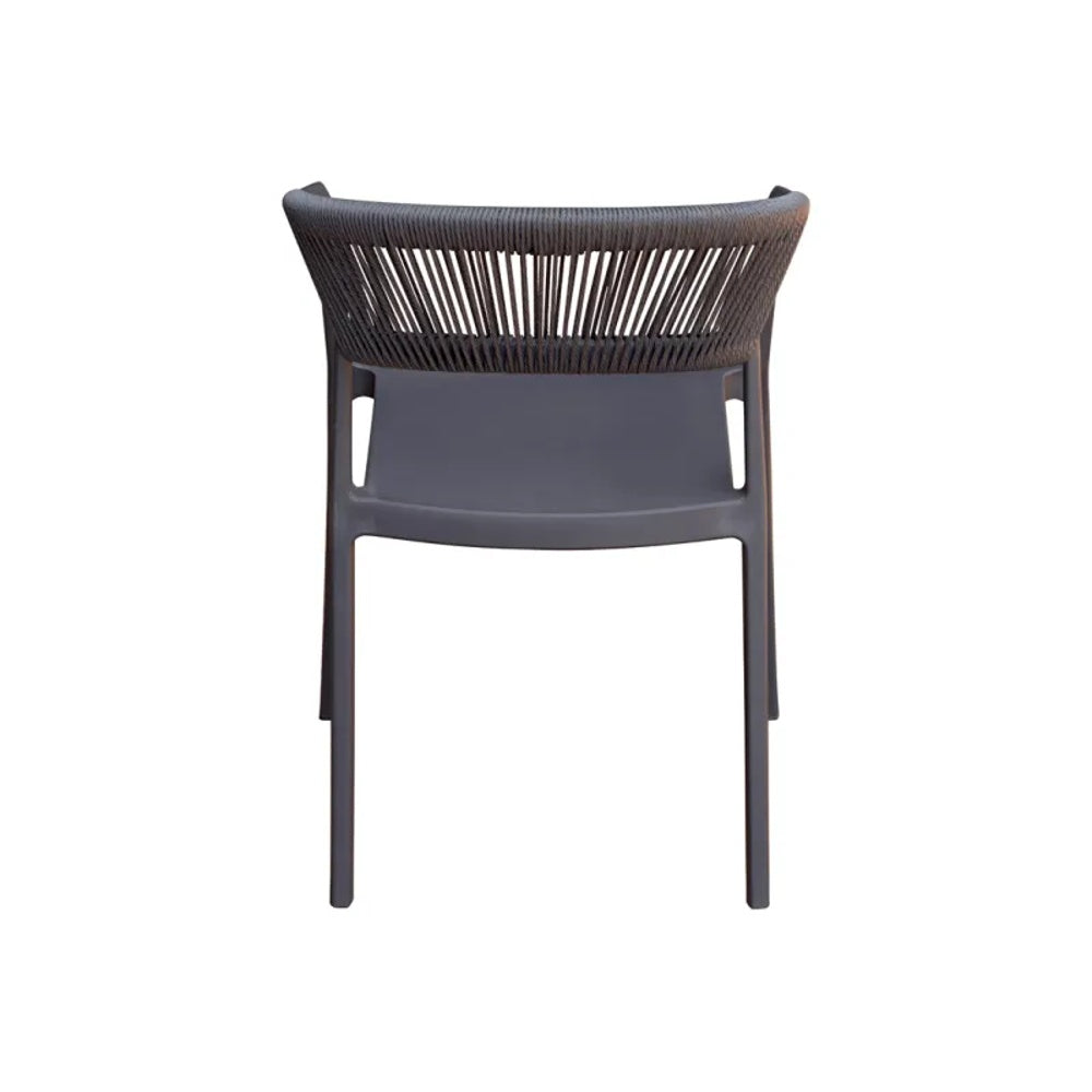 Moia Greenwood Lione Polypropylene Armchair with Anthracite Rope – Stackable UV Resistant Outdoor Chair