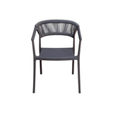 Moia Greenwood Lione Polypropylene Armchair with Anthracite Rope – Stackable UV Resistant Outdoor Chair
