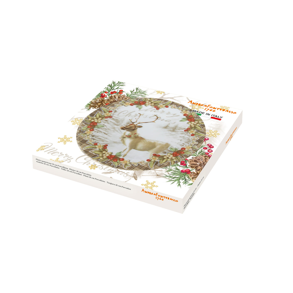 tognana tognana piatto panettone cinzia tartan natale 31 cm porcellana multicolor ean 8056444449761