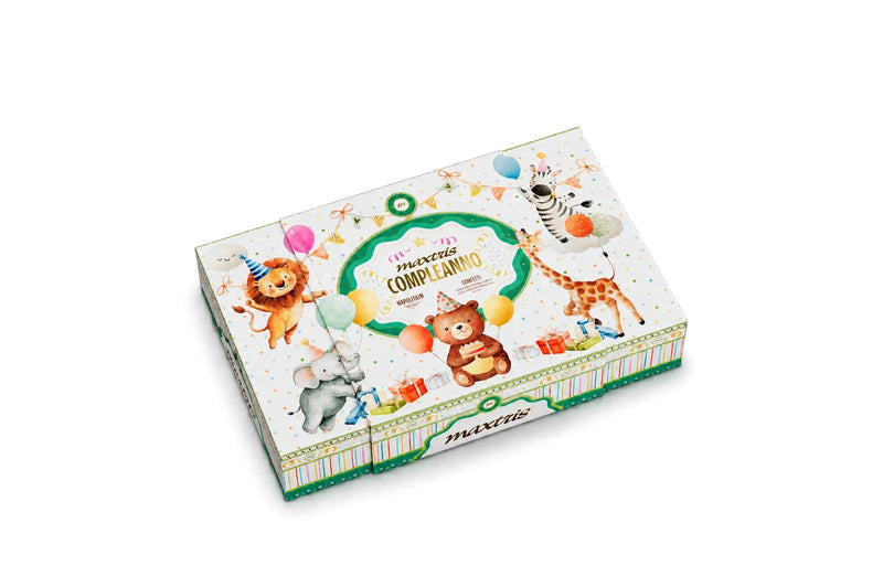 Maxtris Compleanno Mix Box – Cioccolatini e Confetti Incartati Singolarmente in Confezione Regalo 350 g