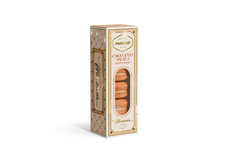 Maxtris Macarons Caramello Salato 70 g 5 Pezzi Senza Glutine – Dolcetti Macarons al Gusto Caramello Salato per Feste, Confettate e Idee Regalo