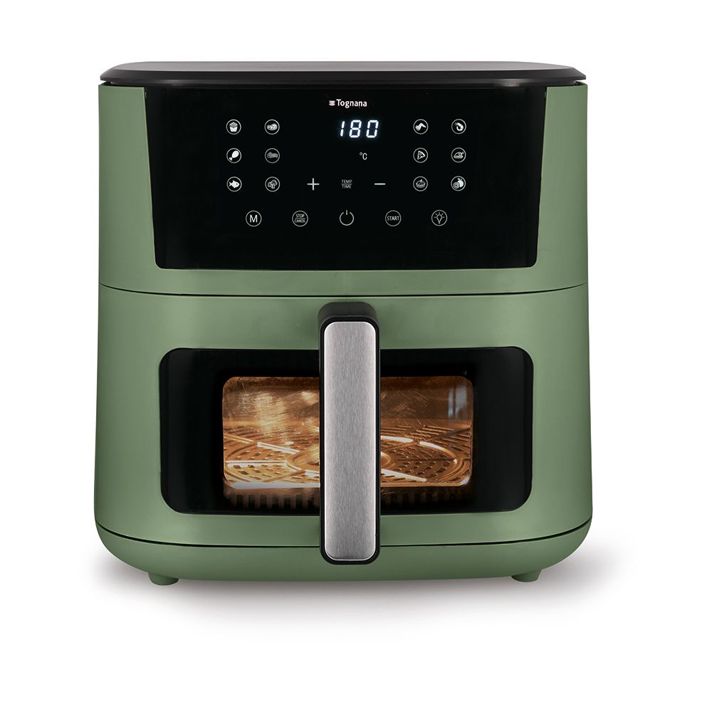 Tognana Iridea Air Fryer 10 Litres Sage Green with Dual Heating Elements – Digital Air Fryer for Practical and Fast Cooking