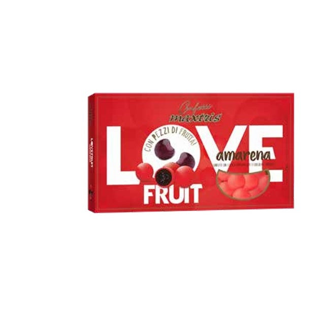 Maxtris Love Fruits Amarenette Dragées with Dark Chocolate Red 1 Kg