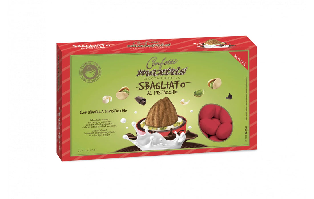 Maxtris Sugared Almonds Sbagliato with Red Pistachio 1 Kg