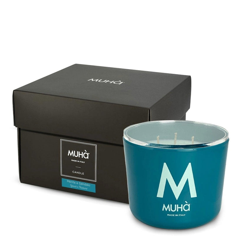 Muhà Fragranced Candle Mint and Sandalwood 270 g Ø8.9xH9.5 cm – Aromatic Decorative Candle for the Home and Gift Idea