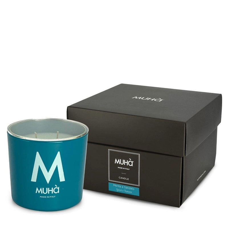 Muhà Scented Candle Mint and Sandalwood 500 g Ø10.5xH11.9 cm – Aromatic Decorative Candle for the Home and Gift Idea