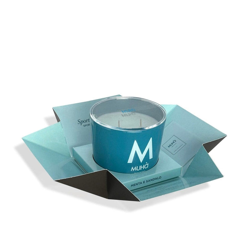 Muhà Scented Candle Mint and Sandalwood 500 g Ø10.5xH11.9 cm – Aromatic Decorative Candle for the Home and Gift Idea