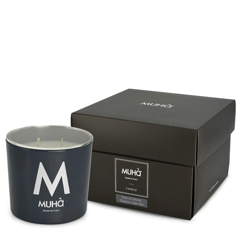 Muhà Scented Candle Cotton Flowers 500 g Ø10.5xH11.9 cm – Aromatic Decorative Candle for the Home and Gift Idea