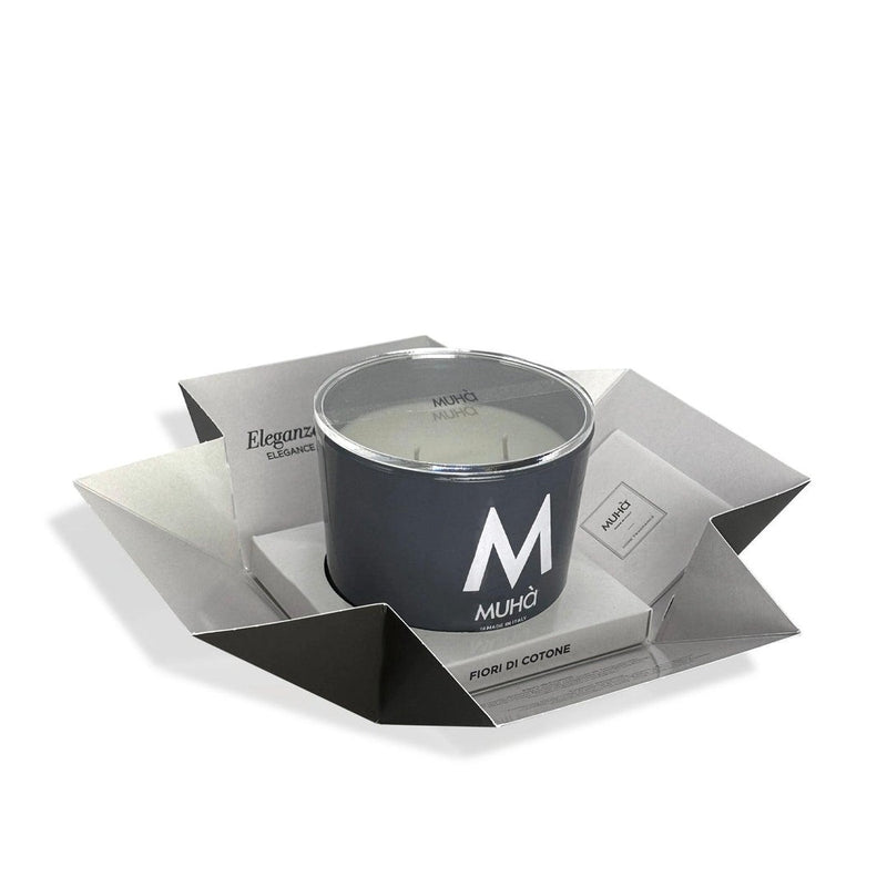 Muhà Scented Candle Cotton Flowers 500 g Ø10.5xH11.9 cm – Aromatic Decorative Candle for the Home and Gift Idea