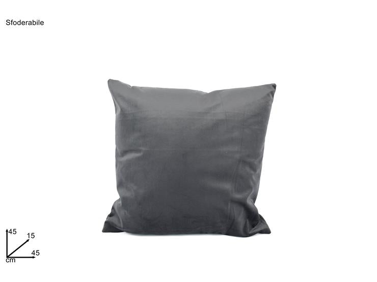 Removable Cushion 45 x 45 cm Grey Velvet