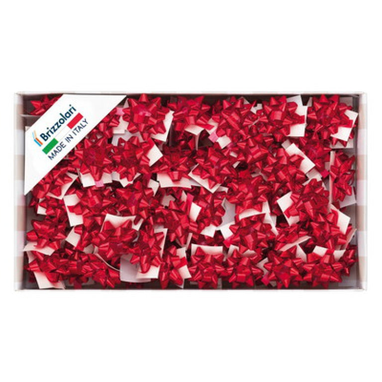 Brizzolari Star-Shaped Adhesive Metallised Red Rosettes 6.5mm 100 Pcs
