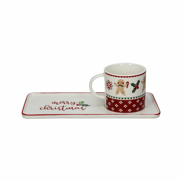 tognana tognana set tazza con piatto rettangolare natale 160 cc new milkc ginger ean 8056444060904