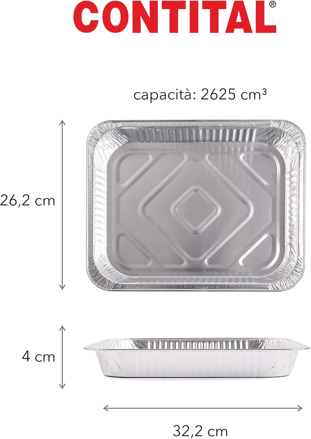 contital contenitori in alluminio r32g 8 porzioni 322 x 262 mm h 40 mm cf 50 pz ean 8011851100438