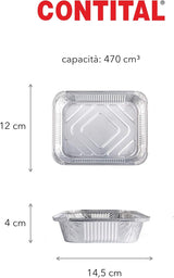 Aluminum Container 1 Portion 145 x 120 Mm H 40 Mm 100 Pcs