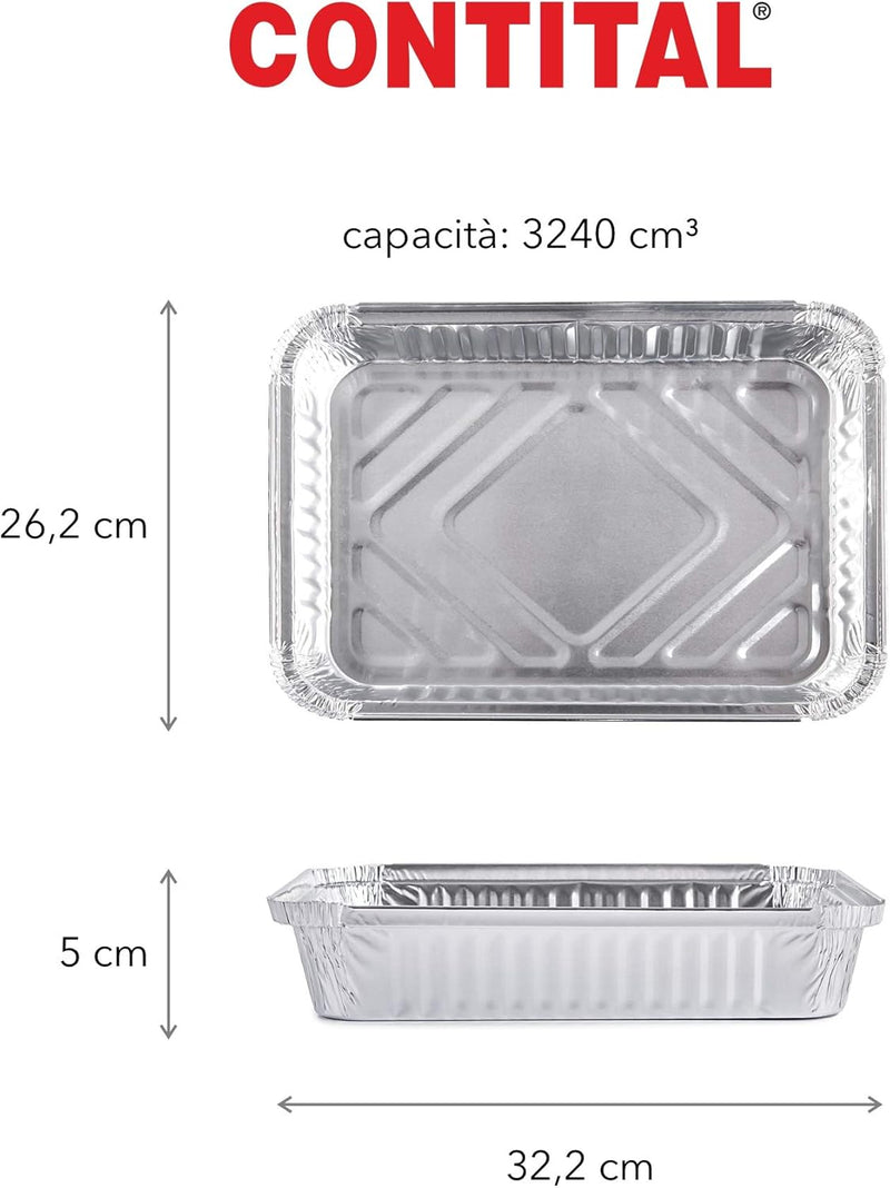 Contital Aluminum Containers R31L 8 Portions 322 x 262 Mm 50 Pcs