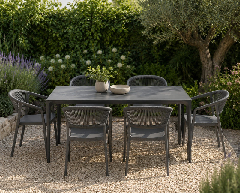 Moia Greenwood Alghero Outdoor Table Anthracite Grey Stoneware 180×90 cm