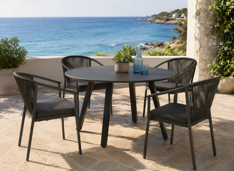 Moia Greenwood Alberese Round Table Anthracite Aluminum D 120 cm