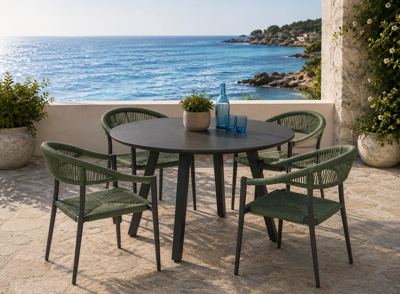Moia Greenwood Alberese Round Table Anthracite Aluminum D 120 cm