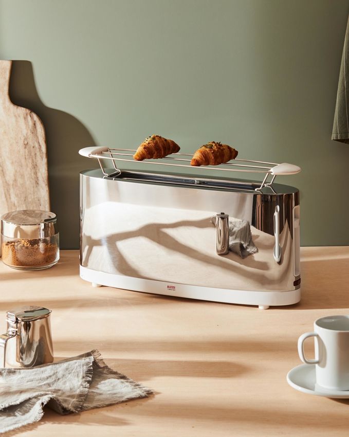 Alessi Toaster with Bun Warmer Rack White