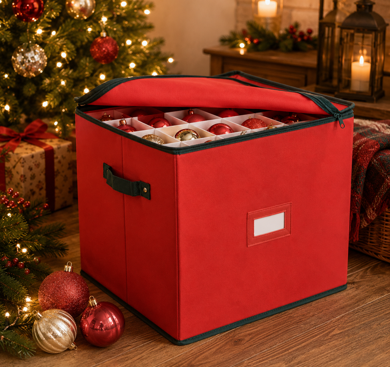 Bizzotto Christmas Container Xmas for 27 Spheres D 100 mm Red Square