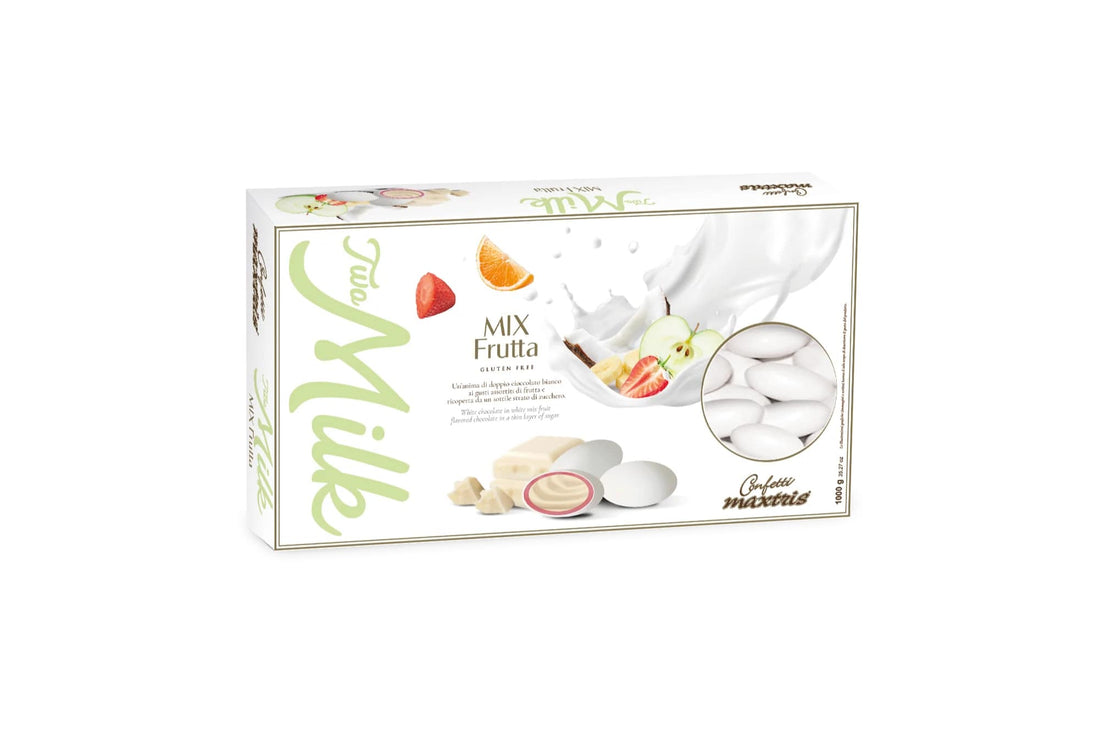Maxtris Sugared Almonds Two Milk Mix Fruit White 1 Kg
