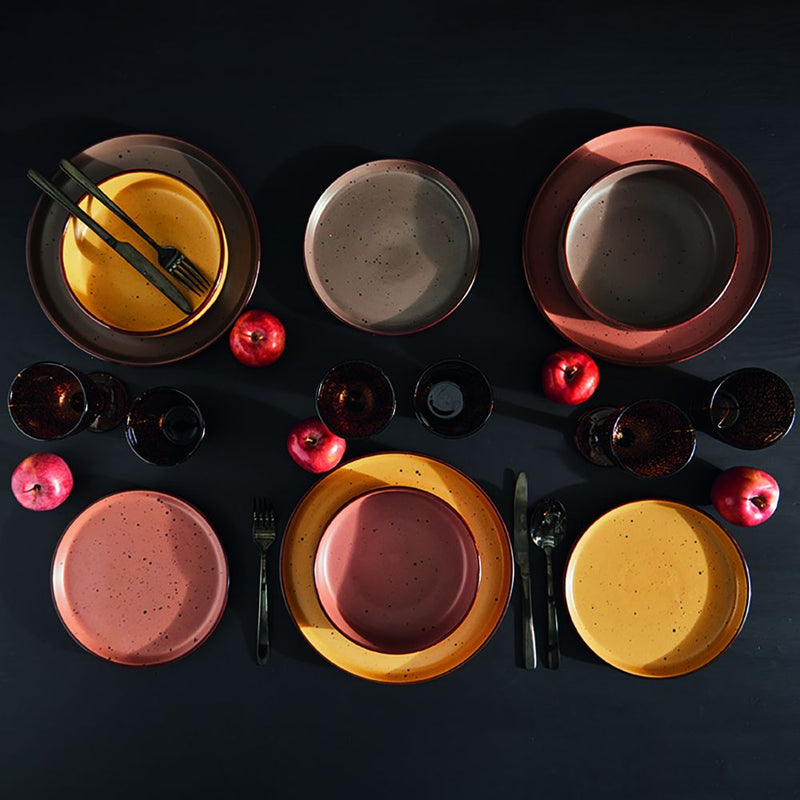 Tognana Urban Bruges Piatto Piano in Stoneware Rosso Terra Ø27xH2,5 cm – Piatto Elegante in Gres per la Tavola