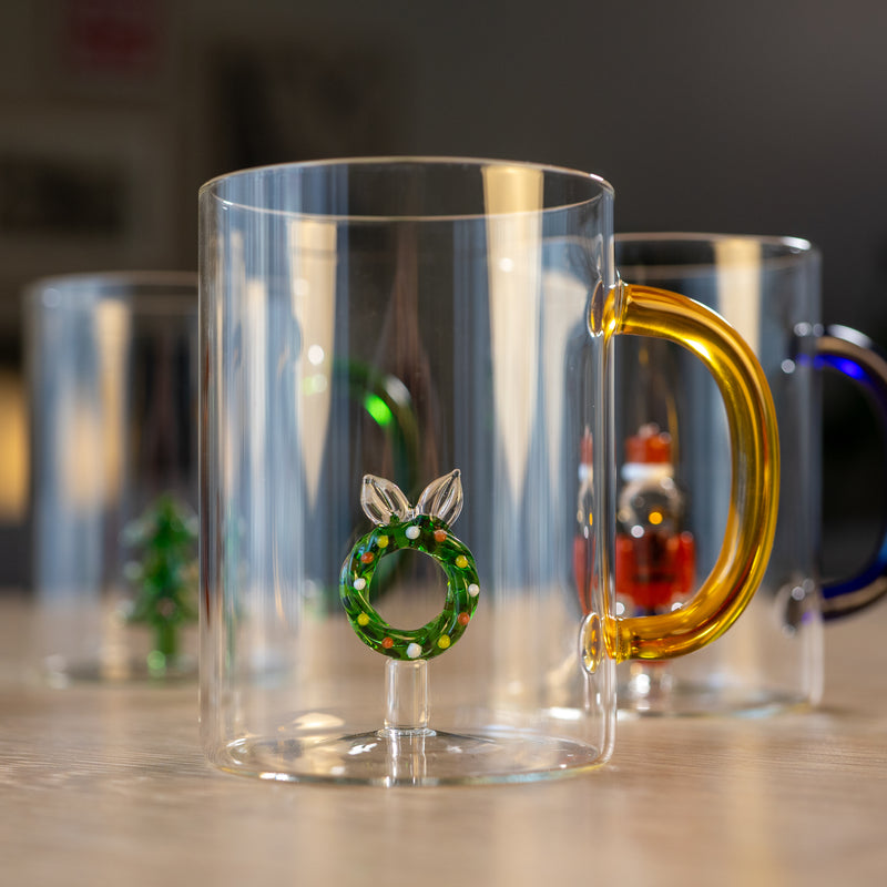 WD LifeStyle Borosilicate Glass Cup Cc 420 Ml Christmas Wreath Decoration
