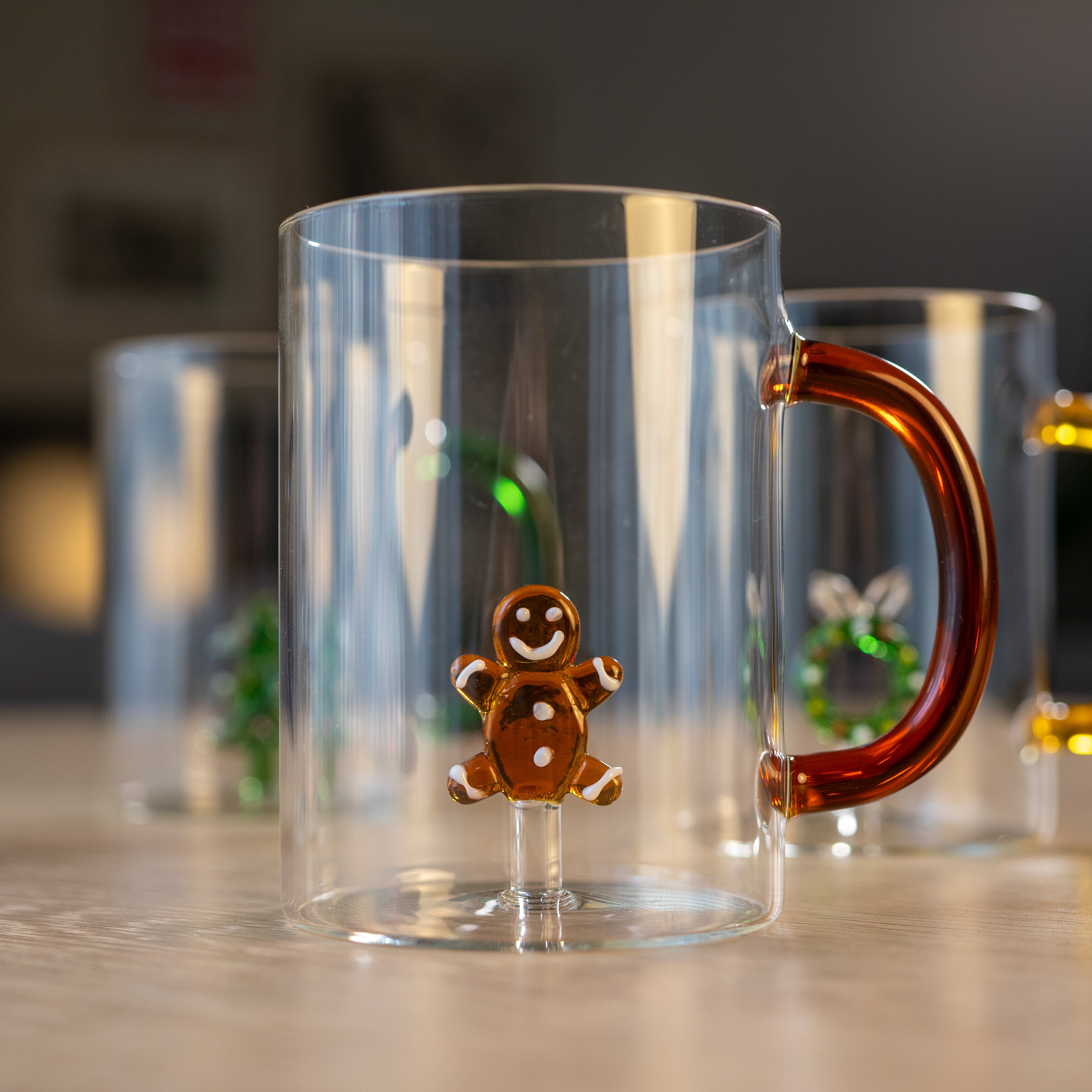 Borosilicate Glass Cup Cc 420 Ml Gingerbread Man Decoration Christmas