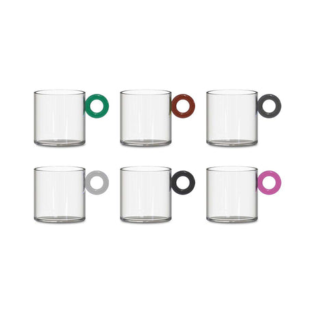 wd lifestyle wd lifestyle set 6 tazze da caffe vetro borosilicato cc 100 ml manico ad anello multicolor ean 8053300573486