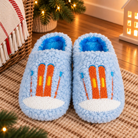 WD LifeStyle Slippers with Ski Decoration Size S/M – Winter House Slippers