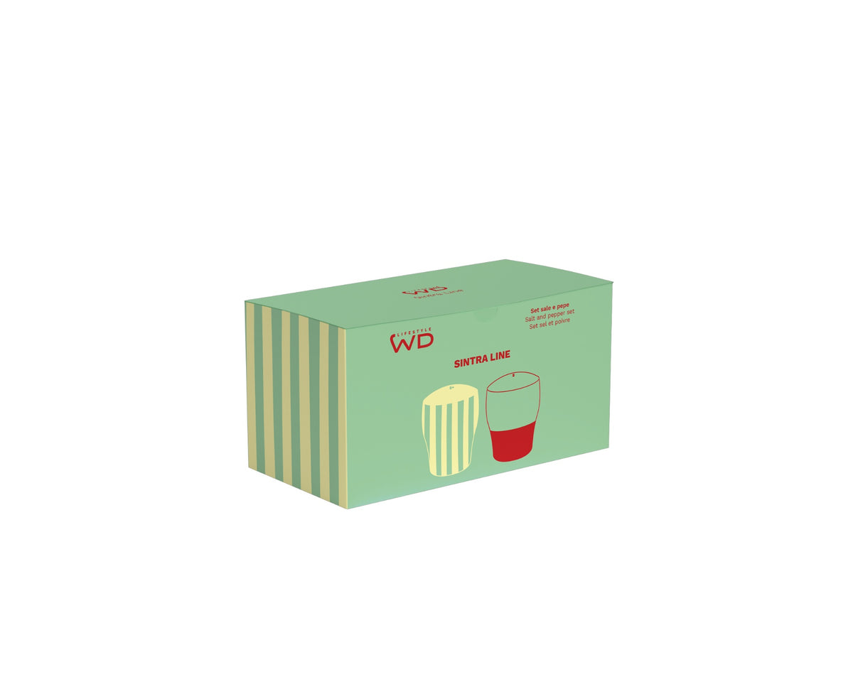 WD LifeStyle Salt and Pepper Set in Stoneware 6.5 x 6.5 x 8 cm Green Yellow Red