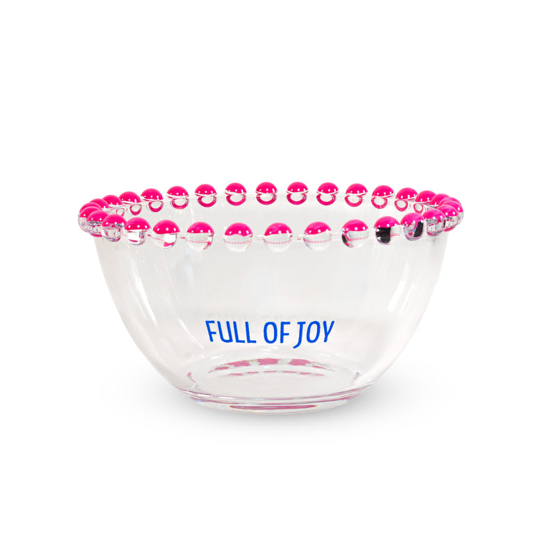 WD LifeStyle Set of 2 Glass Bowls 500 ml with "Start fresh" and "Full of joy" Decoration, Pink Blue