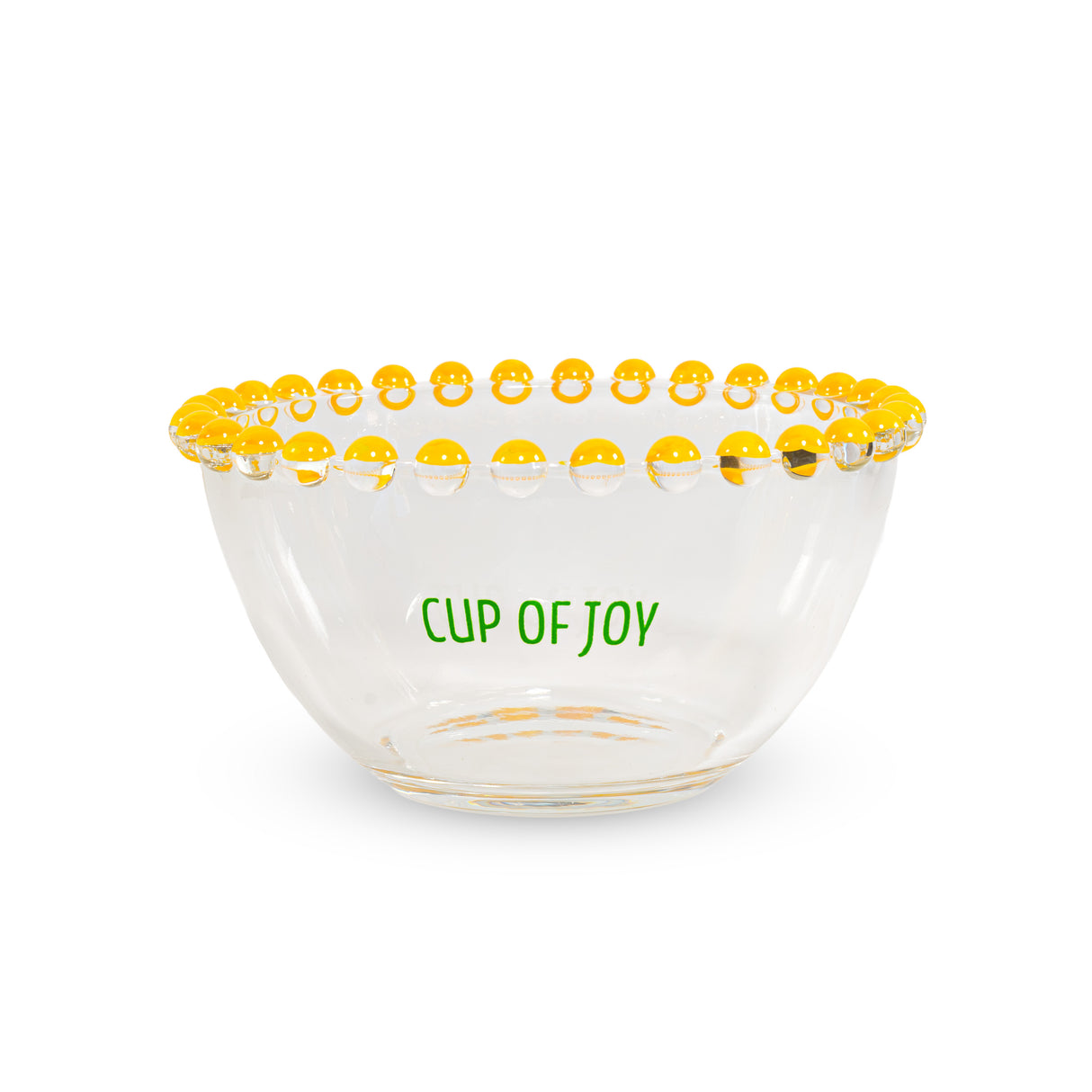 WD LifeStyle Set of 2 Glass Bowls 500 ml "Cup of joy" and "Cup of peace" Decoration Yellow Green