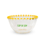 WD LifeStyle Set of 2 Glass Bowls 500 ml "Cup of joy" and "Cup of peace" Decoration Yellow Green