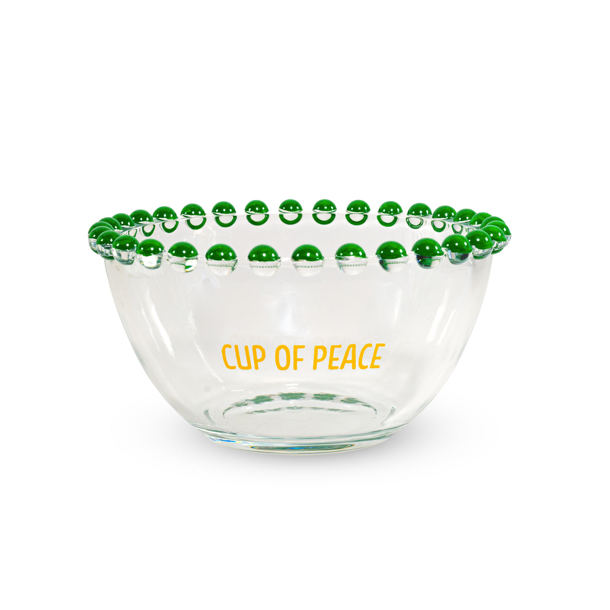 WD LifeStyle Set of 2 Glass Bowls 500 ml "Cup of joy" and "Cup of peace" Decoration Yellow Green