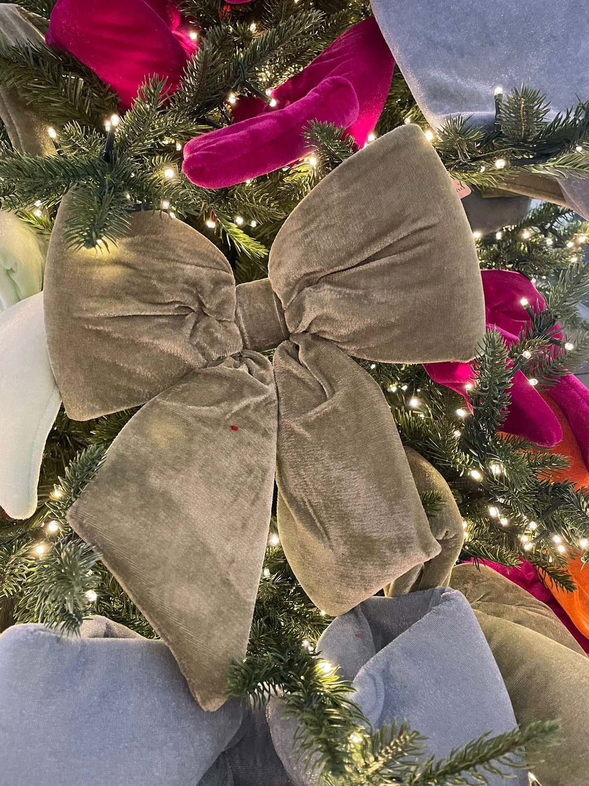 Christmas Bow Velvet 30 Cm Light Green